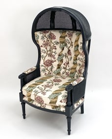 FRENCH CANED BALOON BACK PORTER CHAIR