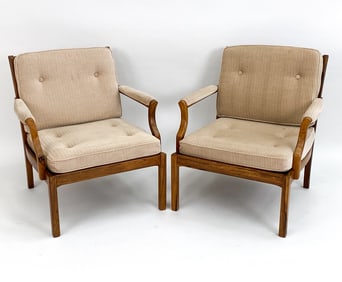 PAIR OF SWEDISH ROSEWOOD & MOHAIR LOUNGE CHAIRS