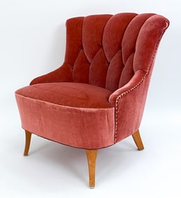 SWEDISH MOHAIR WINGBACK LOUNGE CHAIR, C. 1950S