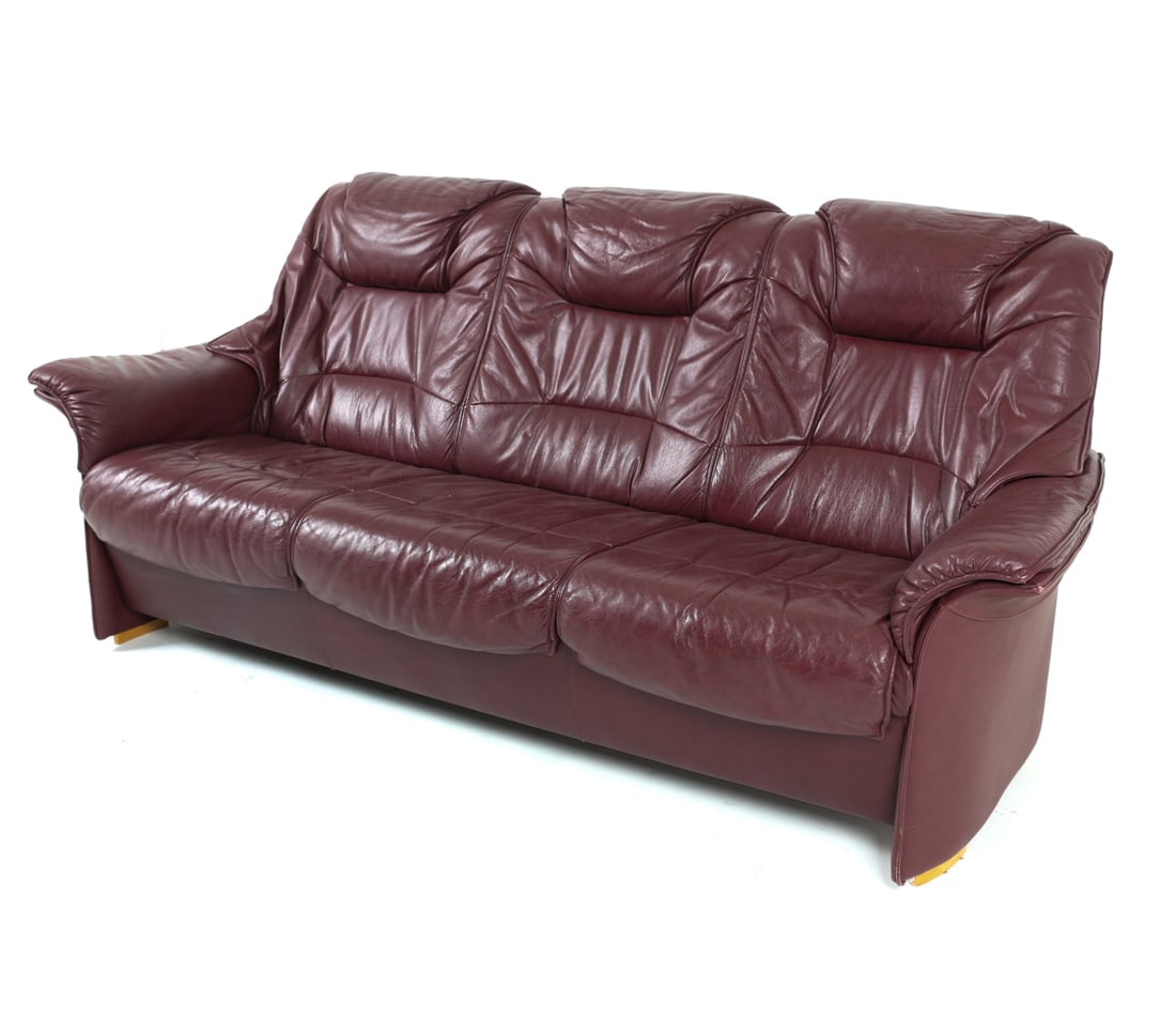 EKORNES STYLE SCANDINAVIAN LEATHER SOFA C.1970S (1 of 18)