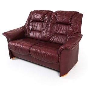 EKORNES STYLE SCANDINAVIAN DANISH LEATHER LOVESEAT