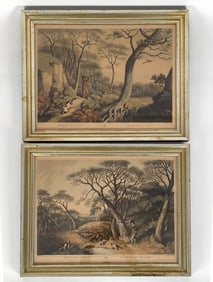 COLORED AQUATINT HUNTING SCENES BY SAMUEL HOWITT