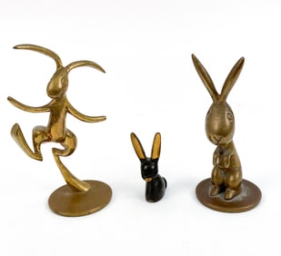 HAGENAUER WEIN AUSTRIAN BRONZE RABBIT FIGURINES