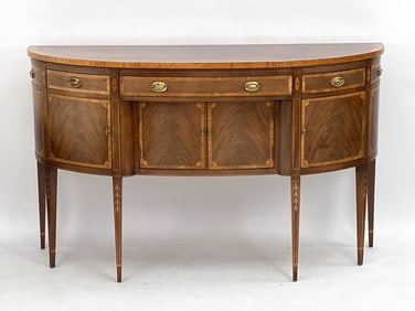 ANTIQUE HICKORY MAHOGANY DEMILUNE SIDEBOARD