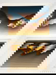 (2) ROY AHLGREN (AMERICAN, 1927-2011) SILKSCREENS: "Natural Crevice", 1979, 96/150, pencil signed. "Terrestrial Facade II", 1982, 76/130, pencil signed. Dimensions: (Larger) L 29.75" x W 22" Condition: Light handling marks.