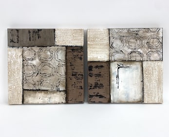 SARAH BROOKE (B.1987) ABSTRACT MIXED MEDIA DIPTYCH