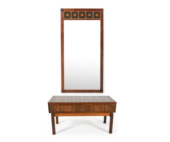 DANISH ROSEWOOD LOW CHEST W/ MIRROR C. 1960S