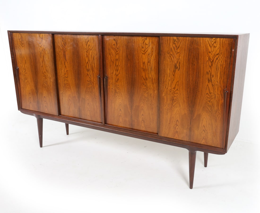 ATTR. OMANN JUN ROSEWOOD SIDEBOARD C.1960S: Dimensions: H 43.5" x W 78.75" x D 18" Condition: Water marks, scuffs and surface dings. Presents well overall. PER F005