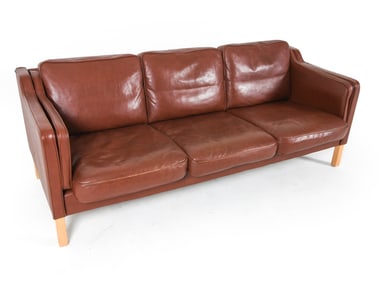 BORGE MOGENSEN STYLE DANISH LEATHER SOFA