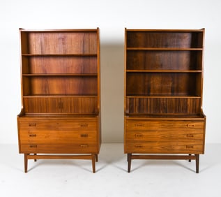 PAIR JOHANNES SORTH ROSEWOOD SECRETARY BOOKCASES