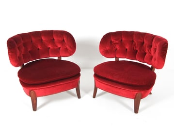 ATTR. OTTO SCHULZ VELVET LOUNGE CHAIRS C. 1940S