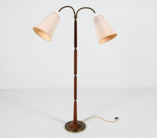 DANISH TEAK & BRASS FLOOR LAMP C. 1960S