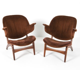PAIR CARL EDWARD MATTHES MODEL 33A LOUNGE CHAIRS