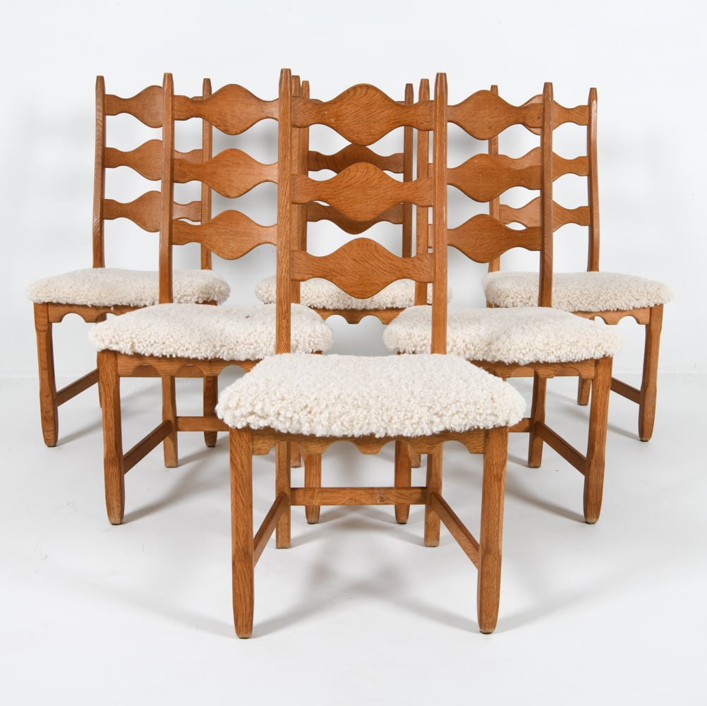 (6) HENNING KJAERNULF OAK & WOOL DINING CHAIRS (1 of 18)