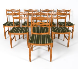 (8) DANISH OAK DINING CHAIRS C. 1970S