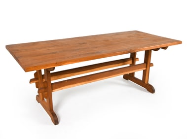 DANISH OAK TRESTLE DINING TABLE C. 1970S