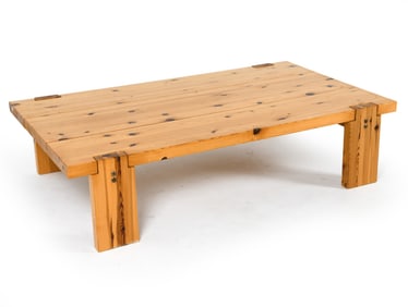SWEDISH BRUTALIST PINE COFFEE TABLE C. 1970S