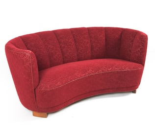 DANISH CHANNEL BACK BANANA SOFA C. 1950S