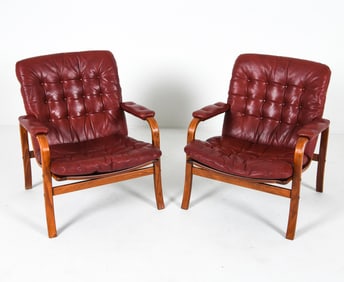 PAIR OF GOTE MOBLER SWEDISH BEECH LOUNGE CHAIRS