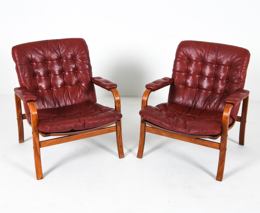 PAIR OF GOTE MOBLER SWEDISH BEECH LOUNGE CHAIRS (1 of 19)