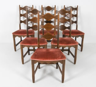 6 HENNING KJAERNULF STYLE DANISH OAK DINING CHAIRS
