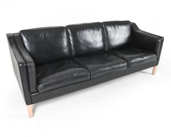 BORGE MOGENSEN STYLE DANISH LEATHER SOFA