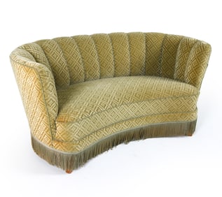 MID-CENTURY DANISH MOHAIR BANANA SOFA C. 1960S