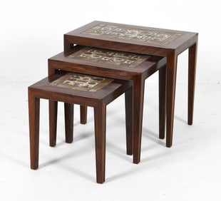 SEVERIN HANSEN ROSEWOOD & TILE NESTING TABLES