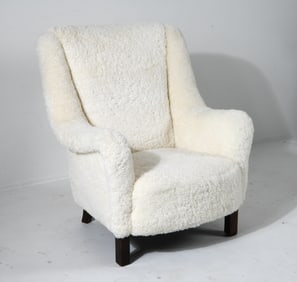 DANISH LAMBS WOOL LOUNGE CHAIR C. 1960S