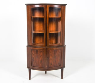DANISH ROSEWOOD CORNER DISPLAY CABINET C. 1960S