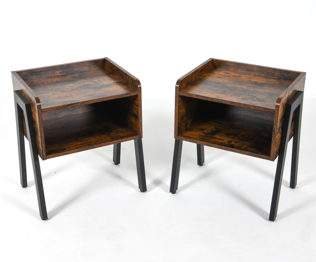 PAIR OF DANISH PINE NIGHTSTANDS: Dimensions: H 21" x W 18" x D 14". Condition: Minor scuffs to legs. Wear consistent with age and use. PER F111