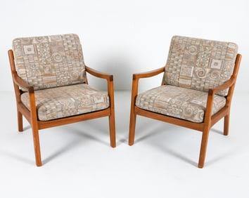 PAIR OF OLE WANSCHER TEAK LOUNGE CHAIRS C. 1960S