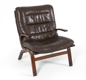 FARSTRUP BEECH & LEATHER EASY CHAIR
