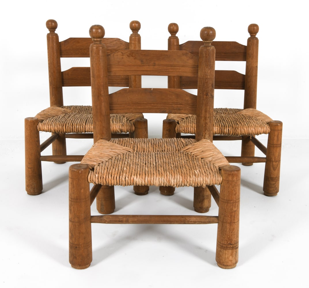 (3) CHARLES DUDOUYT FRENCH OAK & RUSH SIDE CHAIRS (1 of 18)