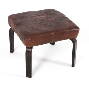 DANISH BEECH & LEATHER OTTOMAN C. 1960S