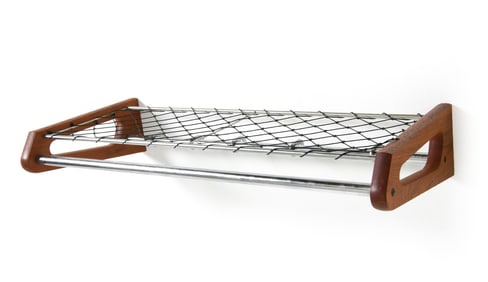 DANISH TEAK COAT RACK SHELF C. 1960S