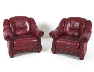 PAIR OF SCANDIANVIAN LEATHER CLUB CHAIRS