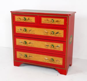 PAINTED FLY FISHING CHEST OF DRAWERS