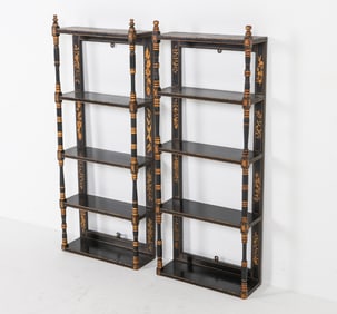 PAIR OF CHINOISERIE LACQUERED ETAGERES