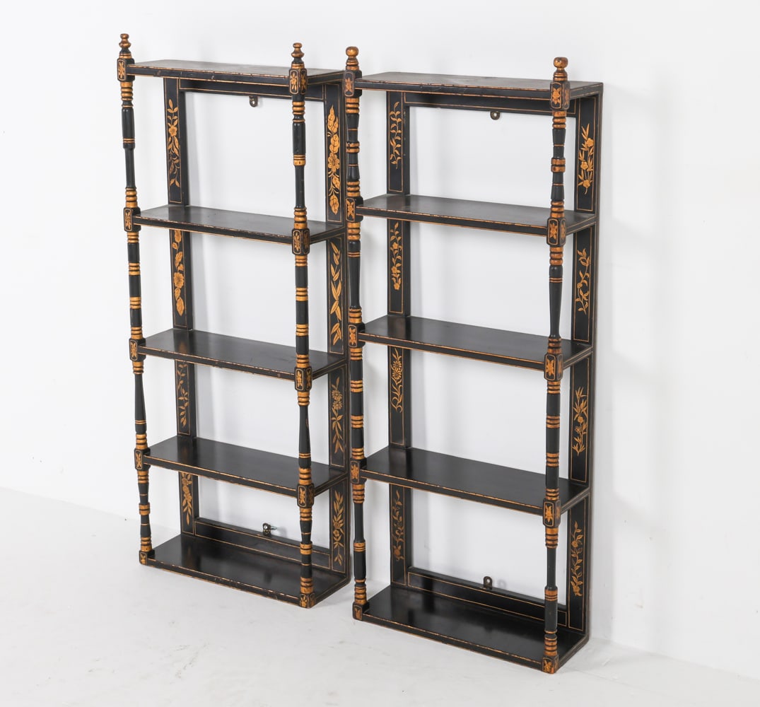 PAIR OF CHINOISERIE LACQUERED ETAGERES (1 of 13)