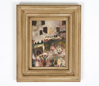 20TH C.O/B FLOWER SHOP PAINTING