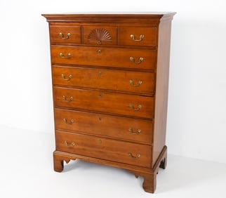 ANTIQUE QUEEN ANNE MAHOGANY HIGHBOY DRESSER