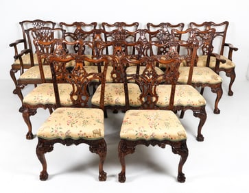 (14) CHIPPENDALE STYLE MAHOGANY DINING CHAIRS