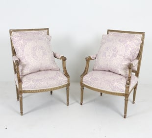 PAIR OF FRENCH LOUIS XVI STYLE ARM CHAIRS