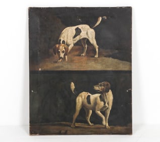 ANTIQUE 19TH C. O/C DOG STUDY PAINTING