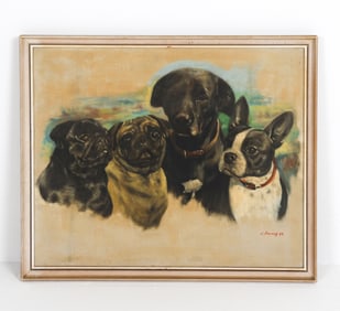 20TH C. O/C DOG PORTRAIT PAINTING