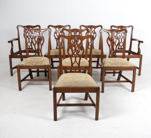 (8) CHIPPENDALE STYLE MAHOGANY DINING CHAIRS