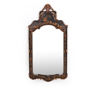 VINTAGE CHINOISERIE LACQUER WALL MIRROR