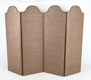 UPHOLSTERED & BRASS TACKED FOLDING SCREEN