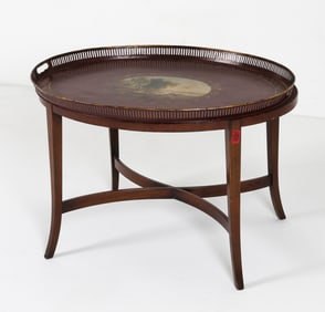 VINTAGE ENGLISH PAINTED TOLEWARE TRAY TABLE